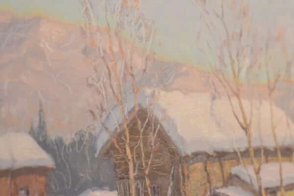 Post Impressionist Swedish Snowscape With Soft Golden Light art Antique Art 7
