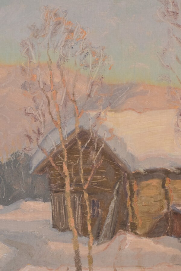 Post Impressionist Swedish Snowscape With Soft Golden Light art Antique Art 9