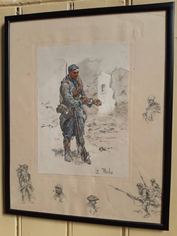 First world war period coloured print, ‘Le Poilu’. Charles Johnson Payne ‘Snaffles’ Antique Art 3