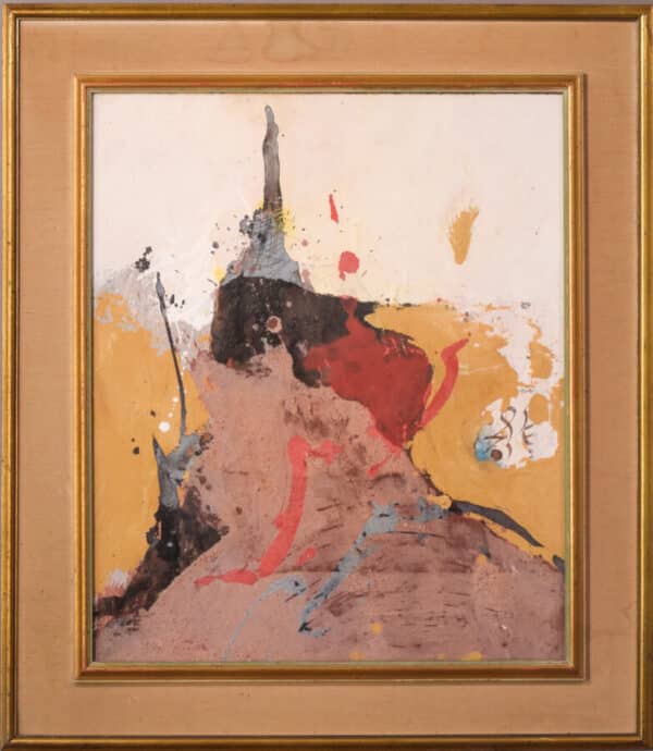 Interesting Abstract Gouache With Arabic Script Signature - Image 2
