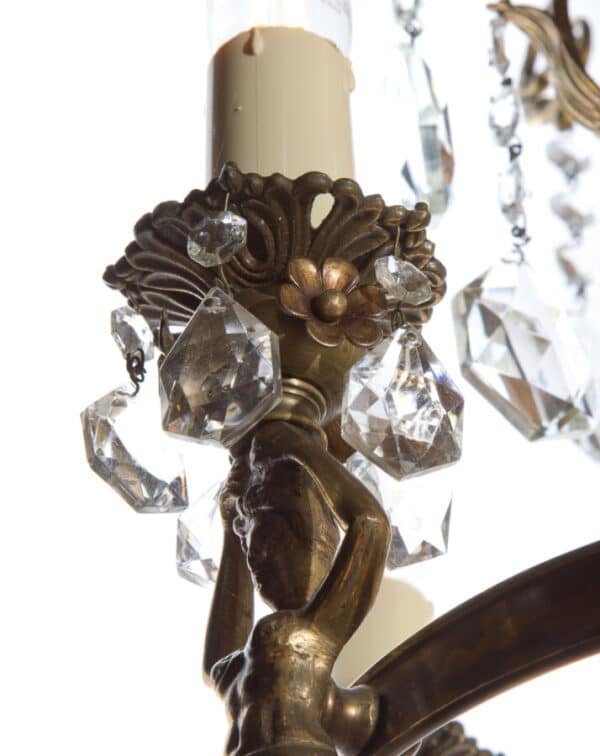 Antique-Bronze French Figural 5 light Chandelier - Image 6