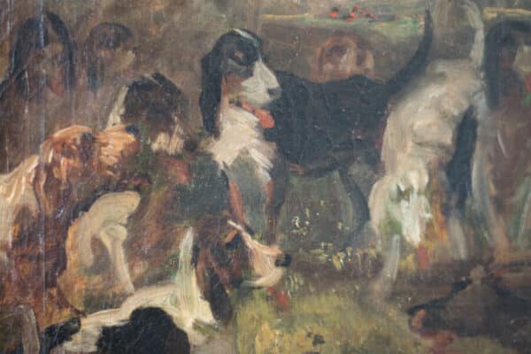 A Good Quality study of a hunting scene. 19th Century. Oil on Canvas. - Image 4
