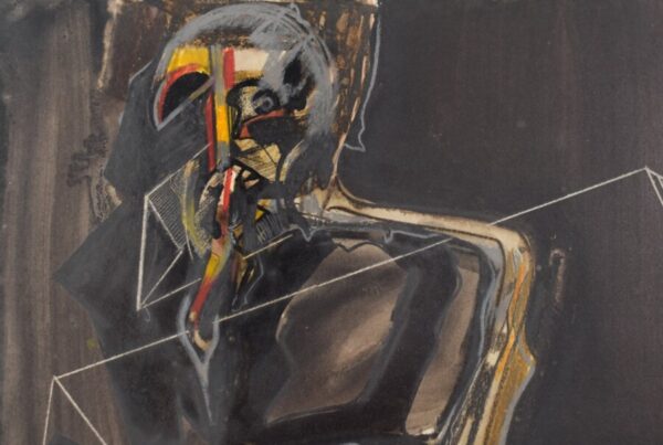Francis Bacon style Figure. Watercolour, gouache and pencil on card. drama Antique Art 8