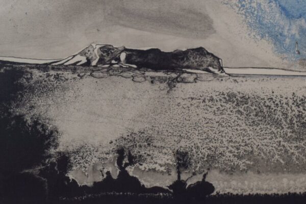 Boat on a Moonlit Seascape. Watercolour on paper - Image 5