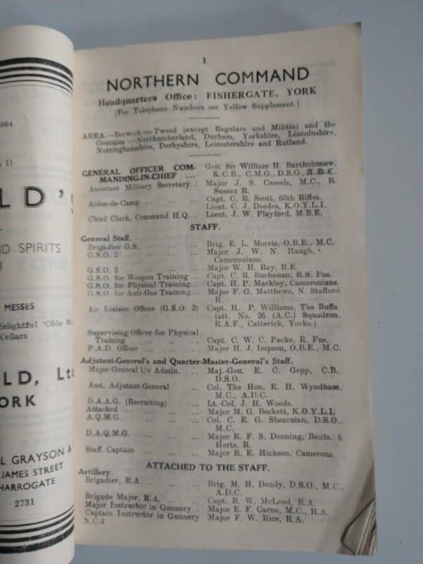 Very Rare 1939 World War 2 Northern Command Official Telephone Directory 5,000+ entries inc RAF - Image 5