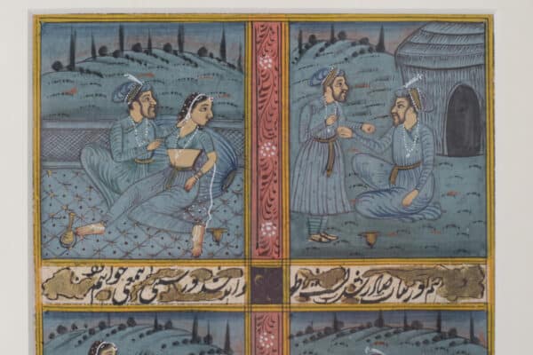 Indian Painting with Lovers and Hunting Scenes - Image 3
