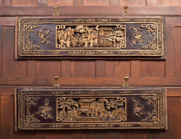 Pair Of Chinese Hardwood Panels SAI2397