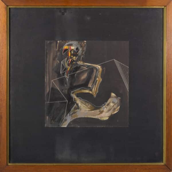 Francis Bacon style Figure. Watercolour, gouache and pencil on card. drama Antique Art 10