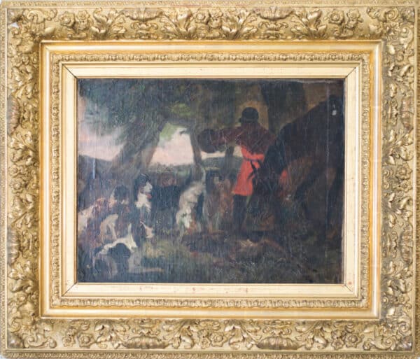 A Good Quality study of a hunting scene. 19th Century. Oil on Canvas. - Image 2