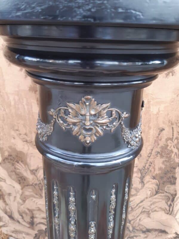 Victorian Ebonised Wood Corinthian Pedestal Pillar Stand Circa 1890 - Image 6