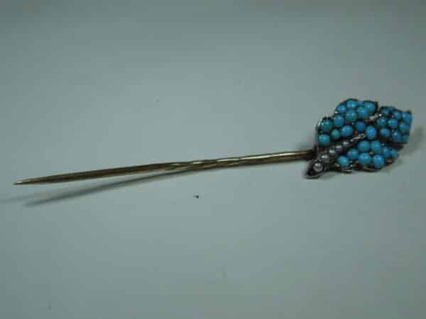 Silver Turquoise and Seed Pearl Stickpin Miscellaneous 9