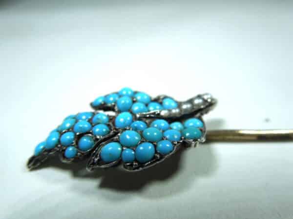 Silver Turquoise and Seed Pearl Stickpin - Image 4
