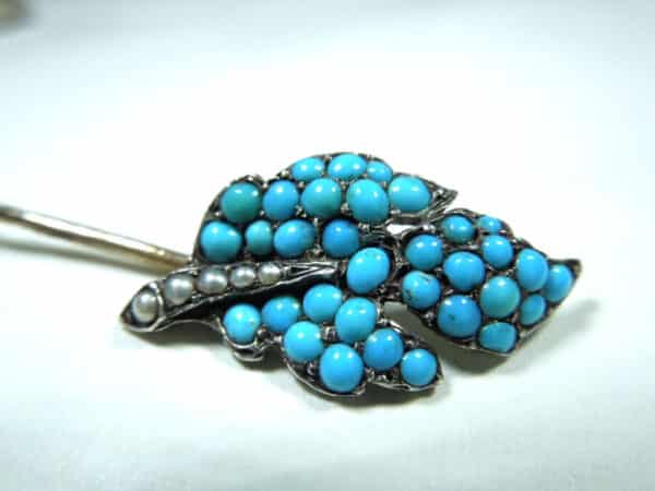 Silver Turquoise and Seed Pearl Stickpin - Image 3