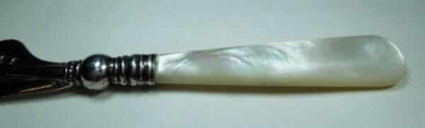 Antique Silver Mother of Pearl Butter Knife - Image 3