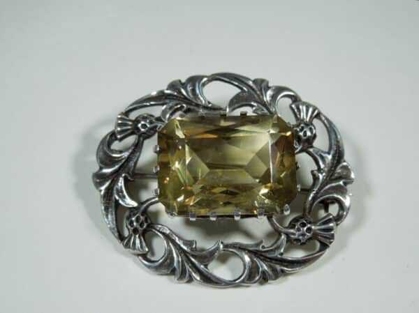 Antique Scottish Silver and Citrine Brooch