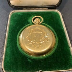 18CT Full Hunter pocket watch by Rotherham’s of London Antique Watches