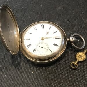 Kate Barnwell Coventry full Hunter pocket watch 1886 silver cased fusee movement Antique Watches