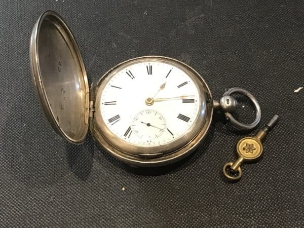 Kate Barnwell Coventry full Hunter pocket watch 1886 silver cased fusee movement Antique Jewellery 3