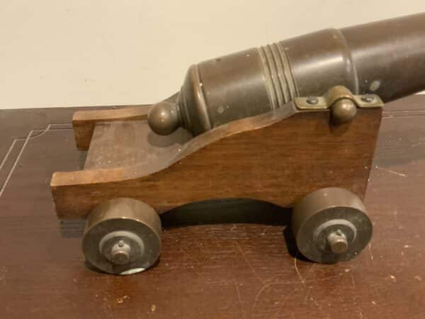 Cannon Bronze Barrelled Mahogany Carriage Victorian Antique Collectibles 8