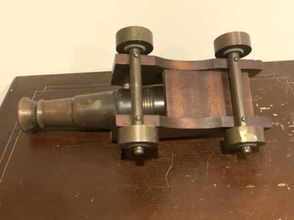 Cannon Bronze Barrelled Mahogany Carriage Victorian Antique Collectibles 9