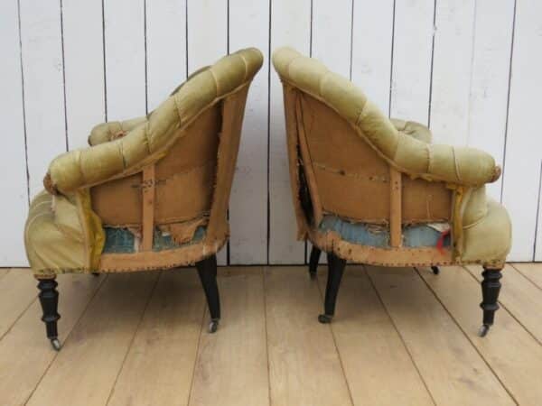 Pair Of Antique Pie Crust French Tub Chairs For Re-upholstery chairs Antique Chairs 9