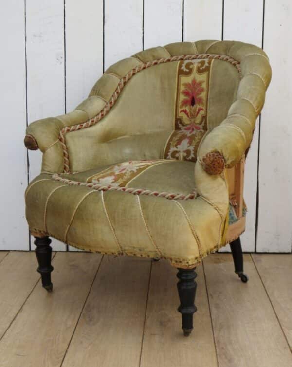 Pair Of Antique Pie Crust French Tub Chairs For Re-upholstery - Image 8