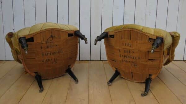 Pair Of Antique Pie Crust French Tub Chairs For Re-upholstery chairs Antique Chairs 12
