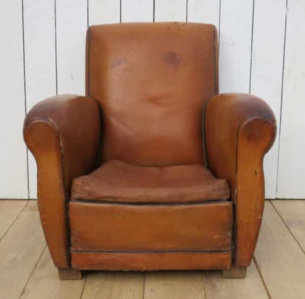 1930's French Leather Club Chair - Image 2
