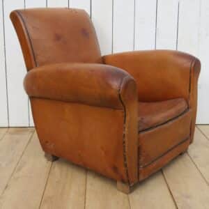 1930’s French Leather Club Chair club chair Antique Chairs