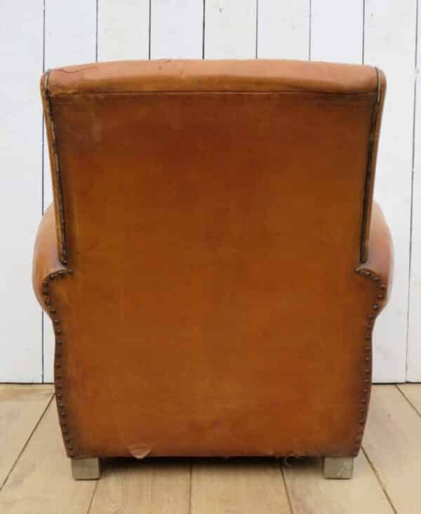 1930’s French Leather Club Chair club chair Antique Chairs 8
