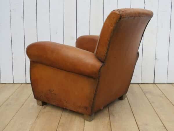 1930’s French Leather Club Chair club chair Antique Chairs 5