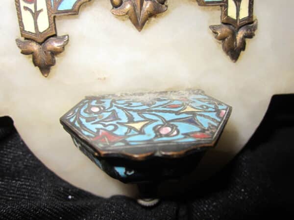 Antique French Cloissone a Marble Religious Font - Image 4