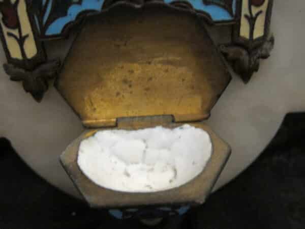 Antique French Cloissone a Marble Religious Font - Image 6