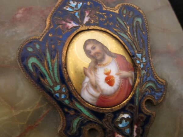 Antique French Cloissone a Marble Religious Font - Image 12