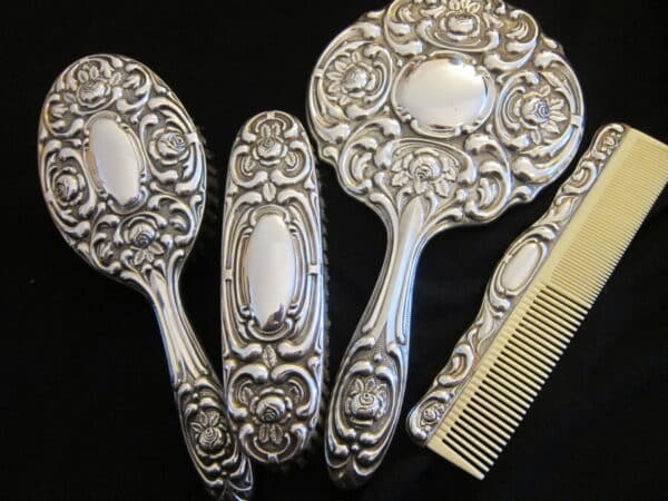 Vintage German Silver Hallmarked 835 Dressing Table Set