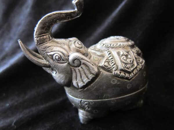 Vintage Asiatic Silver Elephant Trinket Pop silver, asiatic, elephant, trinket box Antique Silver 3