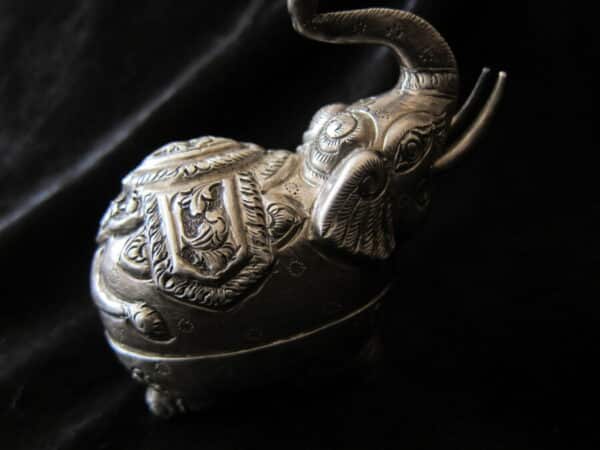 Vintage Asiatic Silver Elephant Trinket Pop silver, asiatic, elephant, trinket box Antique Silver 7