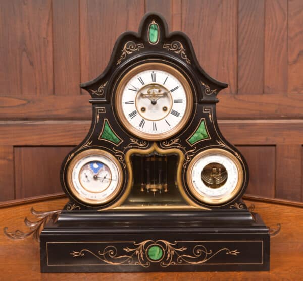 Black Marble Mantel Clock SAI2429 Antique Clocks 3