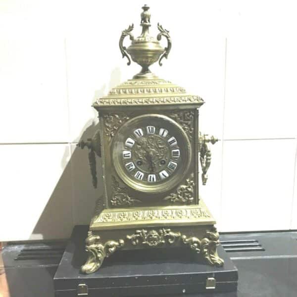 French 8 day Brass Gilt clock Victorian Antique Clocks 3