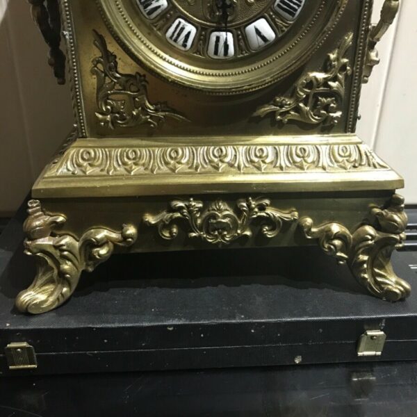 French 8 day Brass Gilt clock Victorian Antique Clocks 4