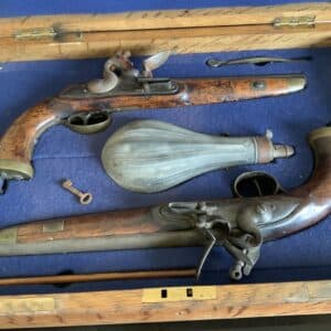 Pair of boxed Naval Flintlock pistols Antique Guns