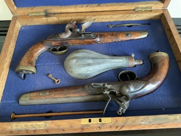 Pair of boxed Naval Flintlock pistols Antique Guns 3