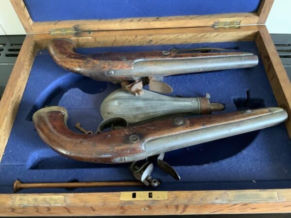 Pair of boxed Naval Flintlock pistols Antique Guns 6