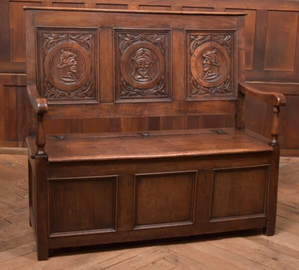 Victorian Carved Oak Settle SAI2428 Antique Chairs 3