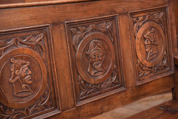 Victorian Carved Oak Settle SAI2428 - Image 5