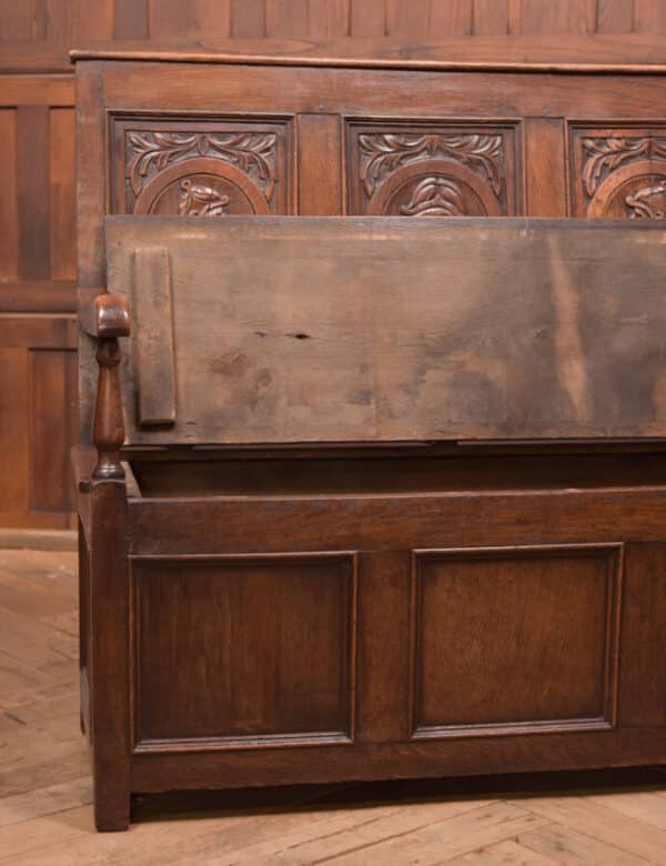 Victorian Carved Oak Settle SAI2428 - Image 7