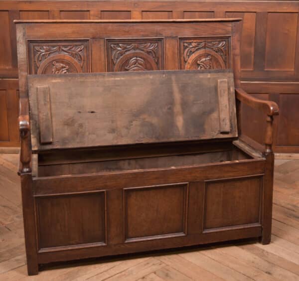 Victorian Carved Oak Settle SAI2428 - Image 8