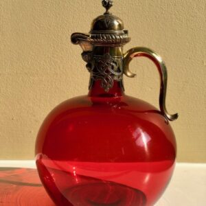 A George Fox Silver Gilt Mounted Cranberry Glass Claret Jug 1874 Antique Silver Antique Glassware