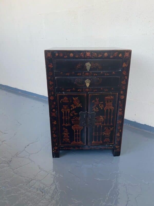 Chinese Black Lacquer Side Cabinet Antique Cabinets 3