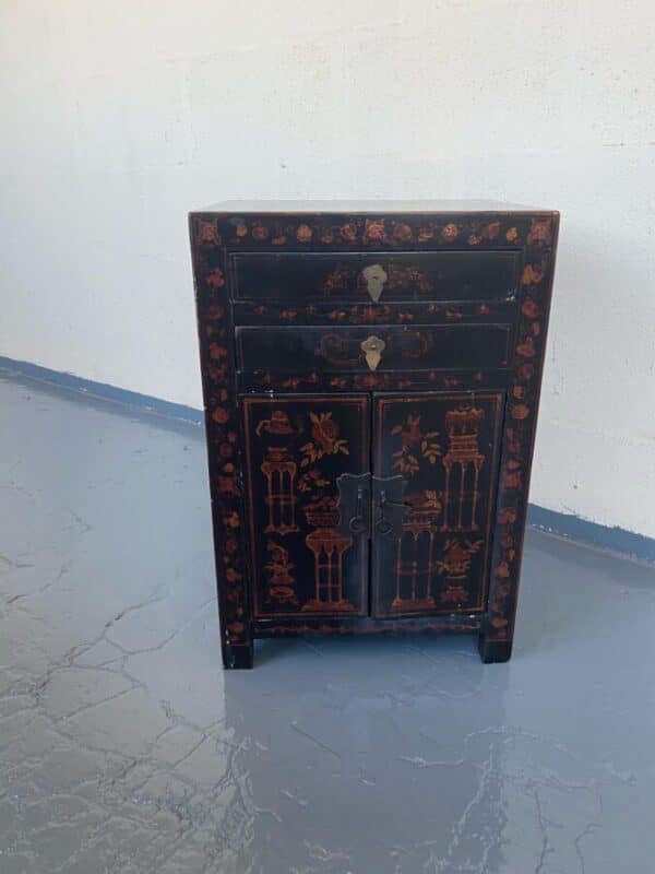 Chinese Black Lacquer Side Cabinet